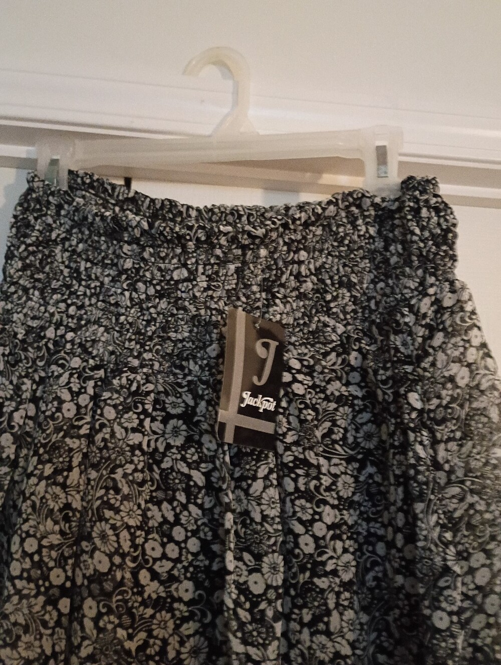 Jack by BB Dakota Black and White Floral Smocked-Waist Skirt
